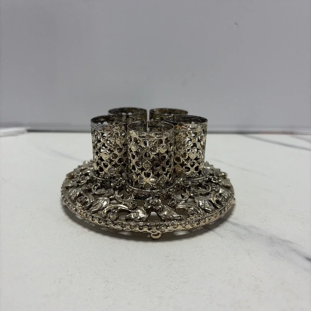 Vintage 1950's-60's Sam Fink Gold Filigree Five Stick Lipstick Holder